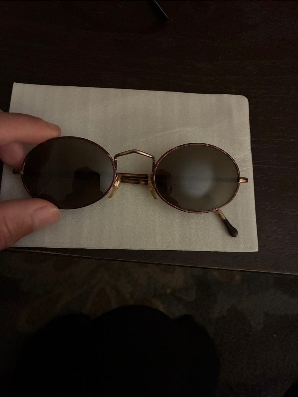 Giorgio Armani Round Gold Frame Sunglasses with Brown Lenses